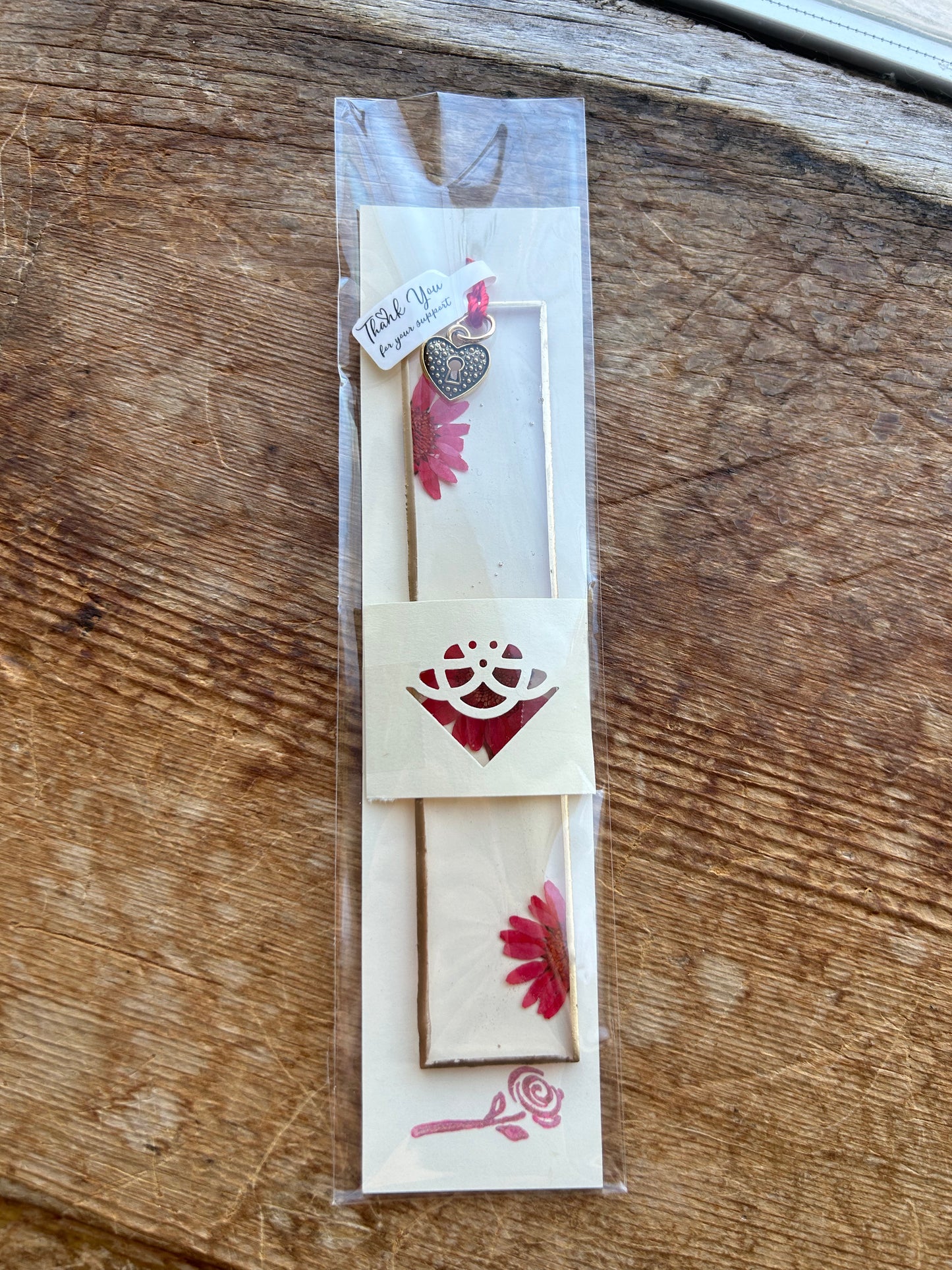 Pink Flower Resin Bookmark