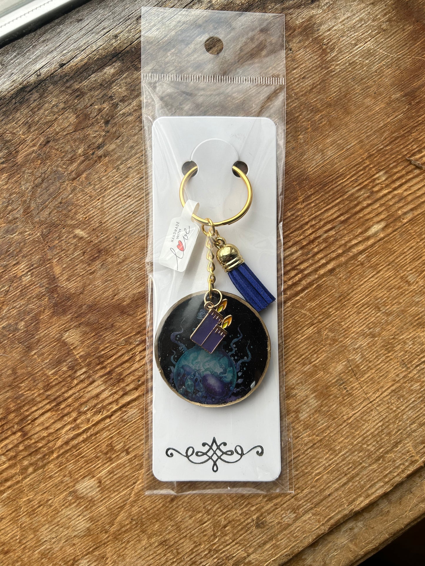 Witchy Cauldron with Candle Charm Keychain