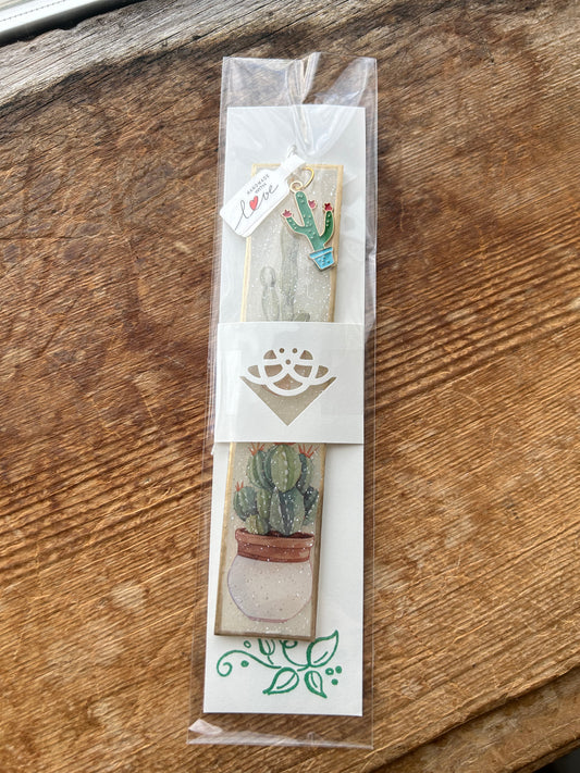 Tall Cactus with Cactus Charm Bookmark