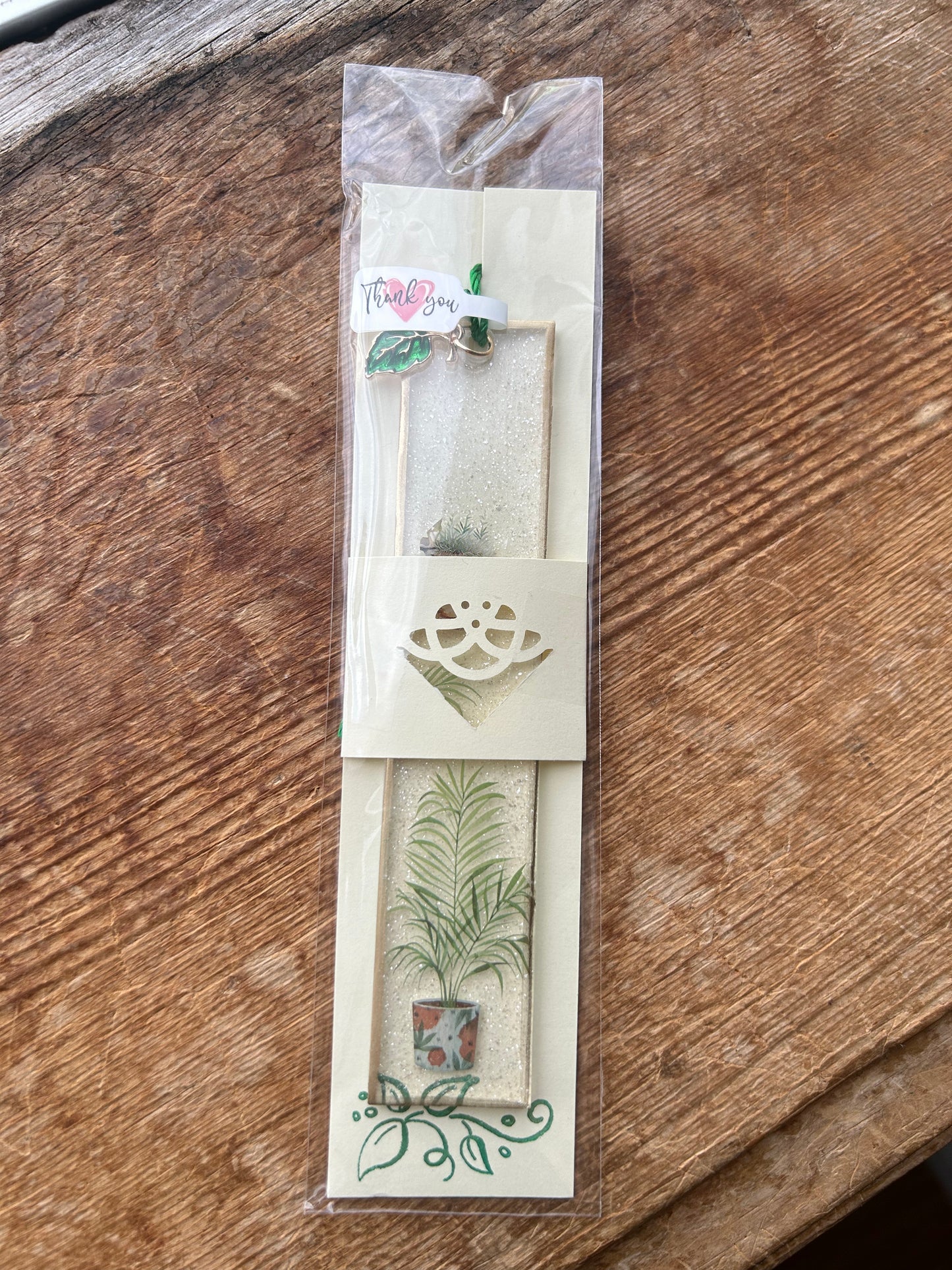 Houseplant with Leaf Charm Bookmark