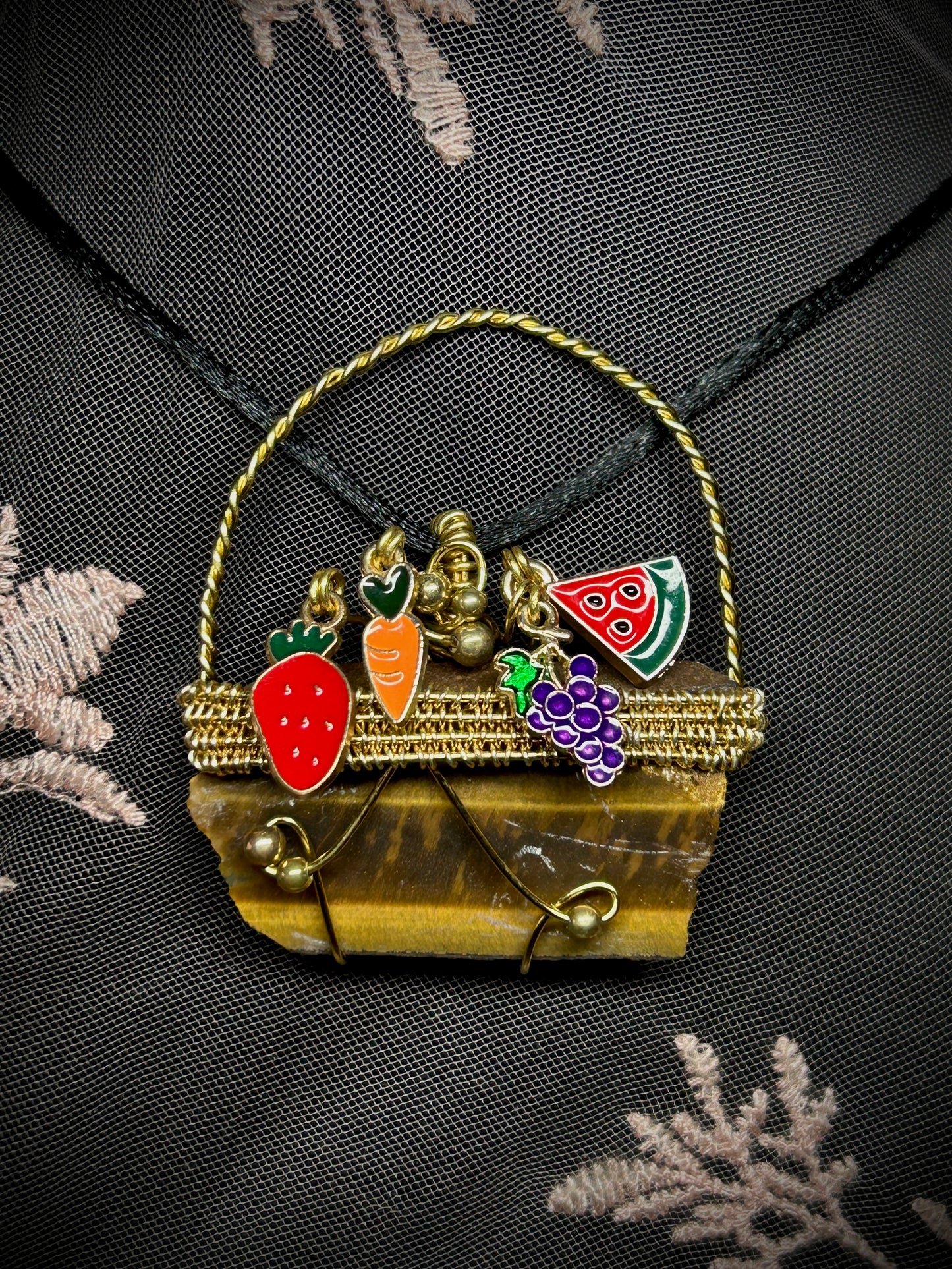 Tiger's Eye Fruit Basket Necklace