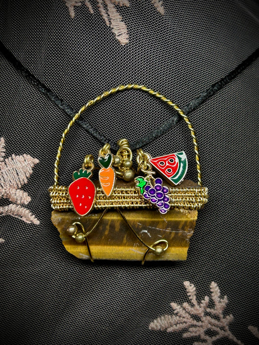 Tiger's Eye Fruit Basket Necklace