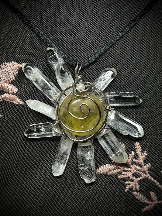 Yellow Fluorite Daisy Necklace