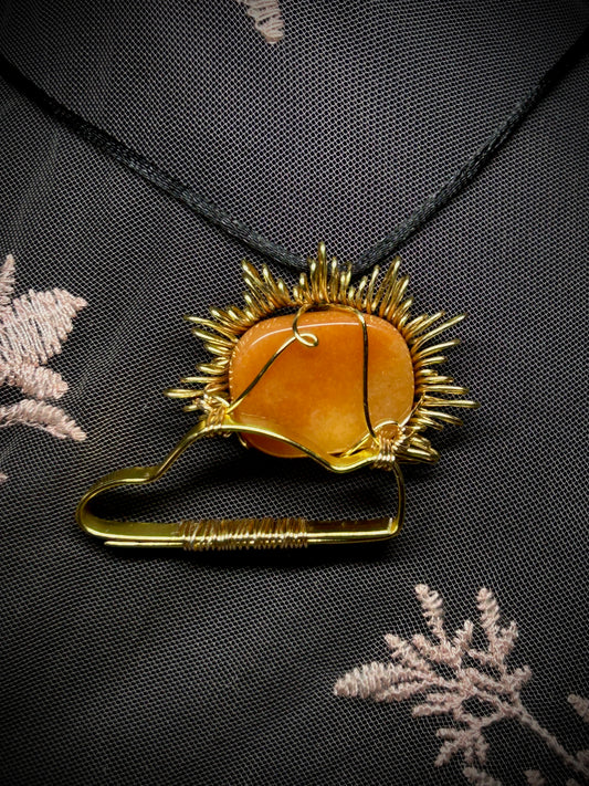 Tangerine Quartz Sun & Cloud Necklace