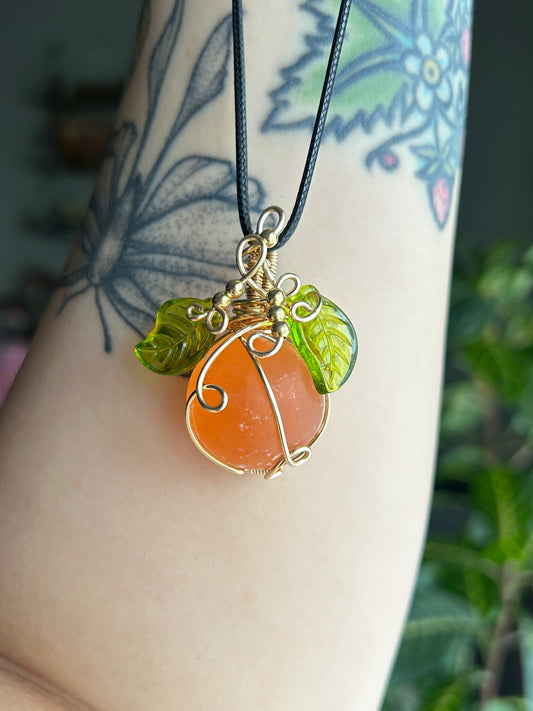 Orange Serpentine Pumpkin Necklace