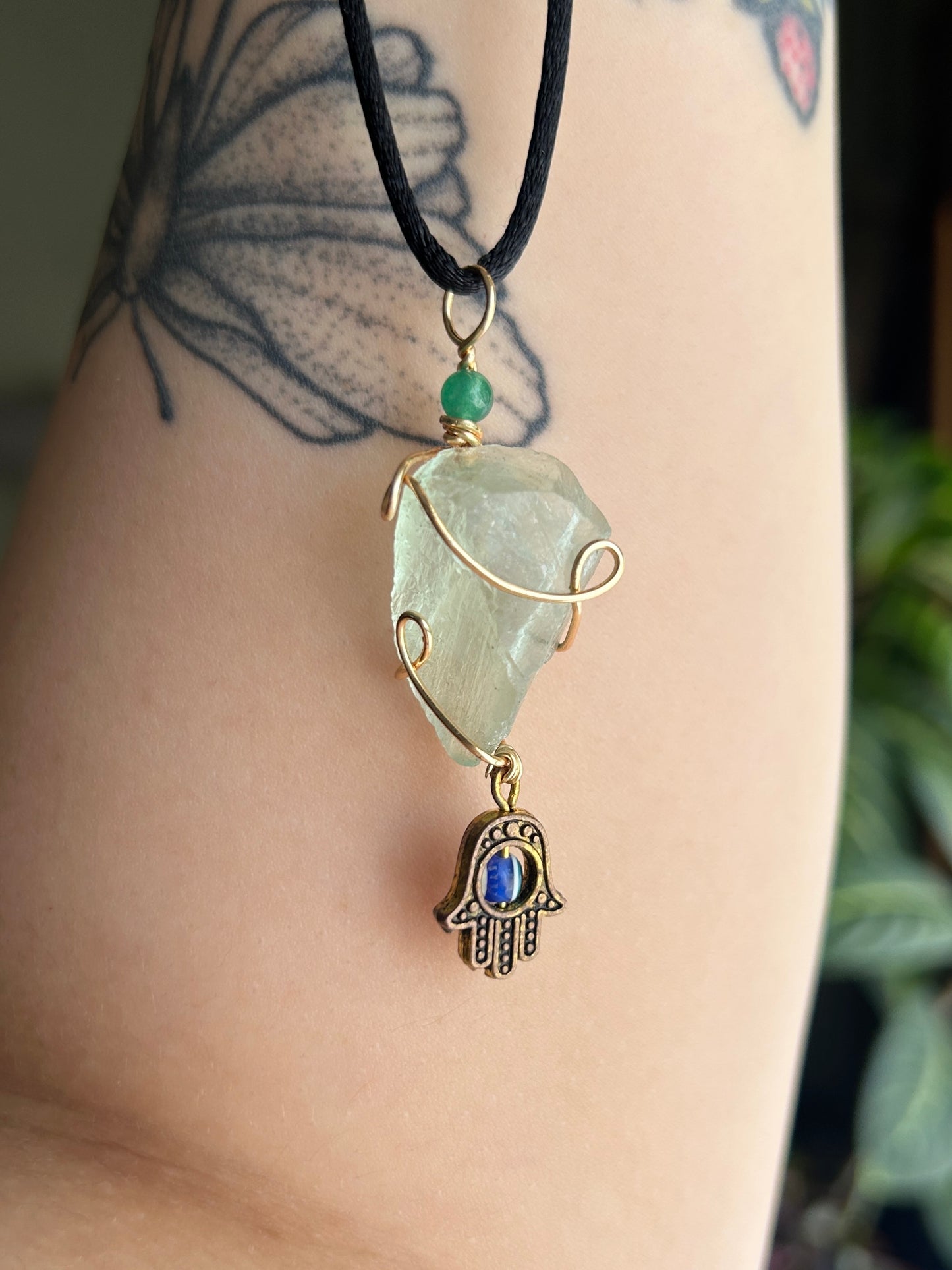 Fluorite with Evil Eye Charm Necklace