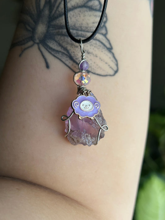 Amethyst with Sheep Charm Necklace