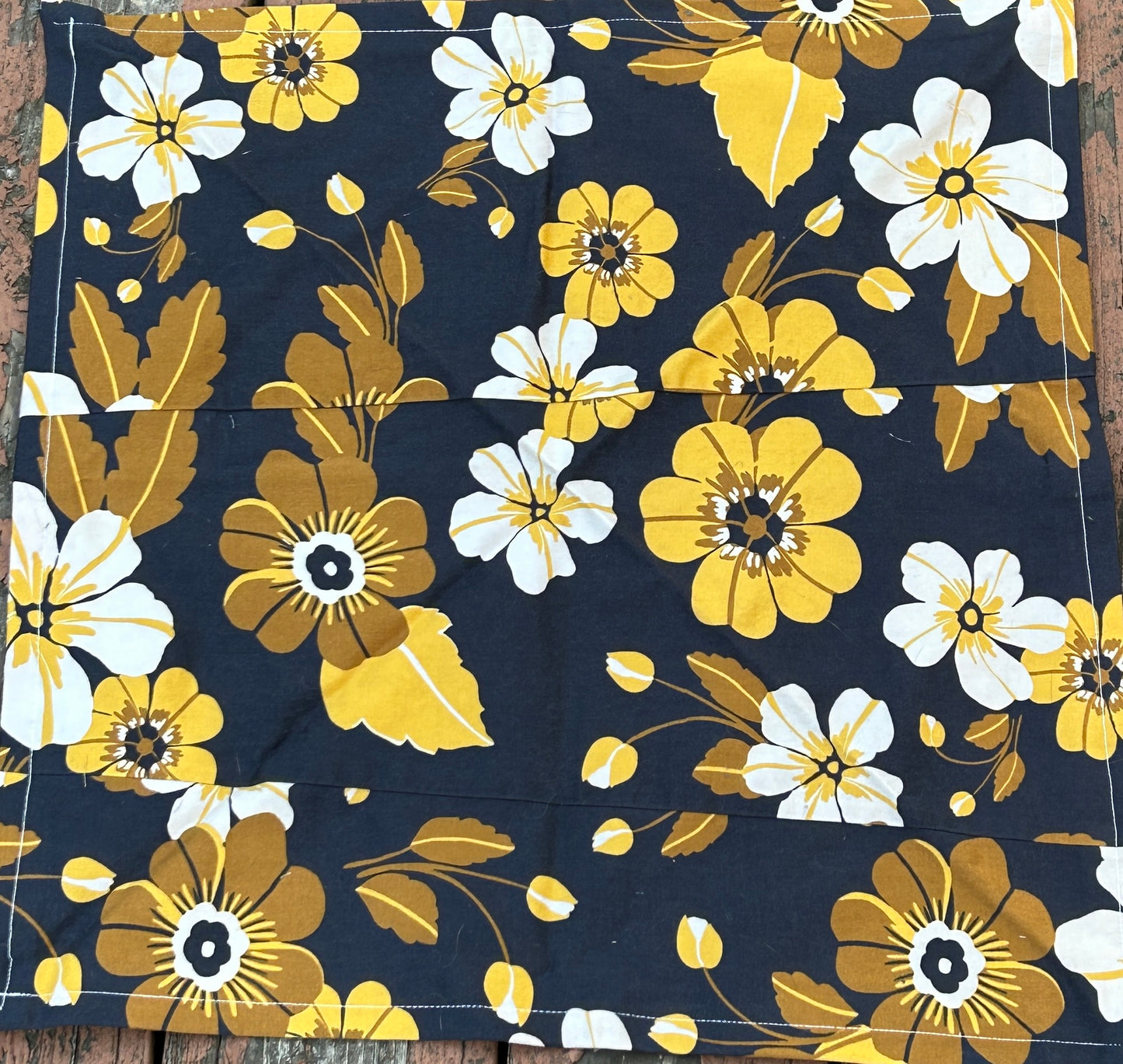 Navy Blue and Mustard & Cream Flowers Bandana