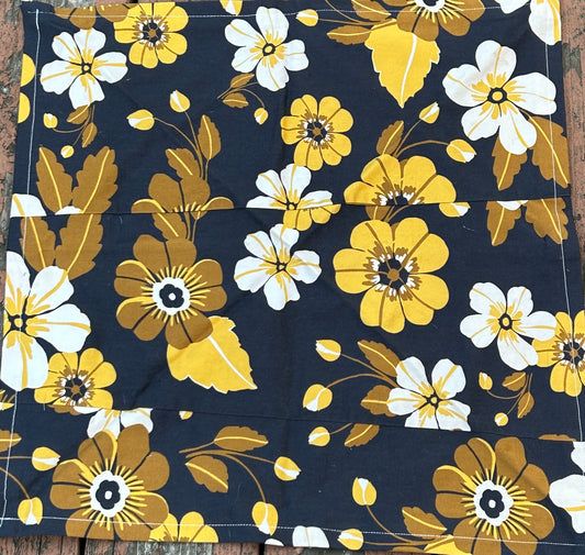 Navy Blue and Mustard & Cream Flowers Bandana