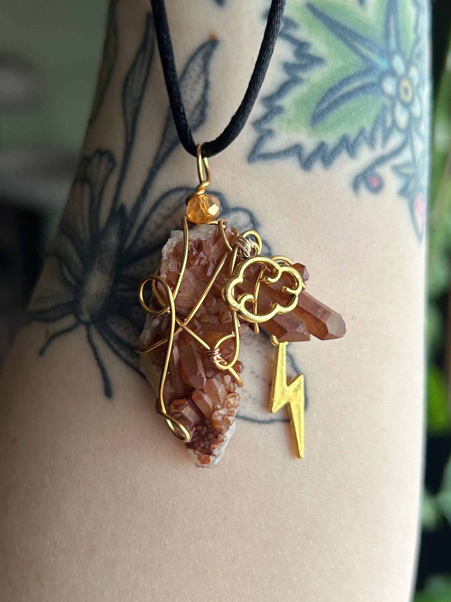 Tangerine Quartz Lightning Storm Necklace