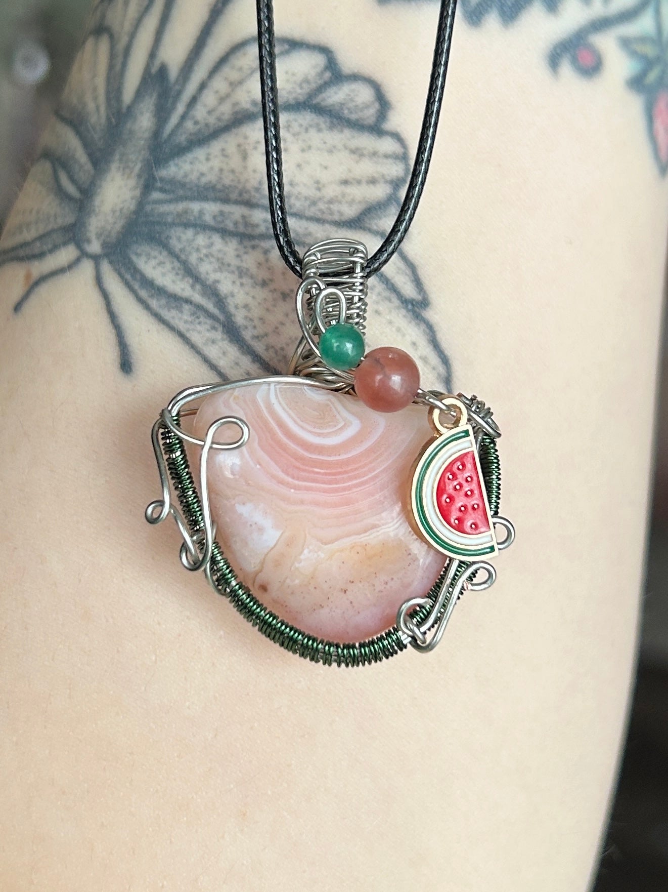 Apricot Agate Watermelon Necklace