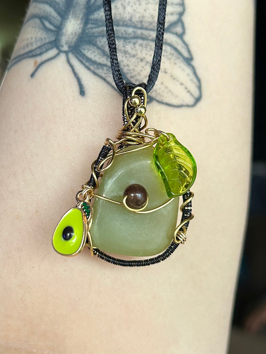 Green Aragonite Avocado Necklace