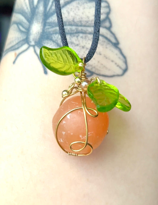 Orange Serpentine Peach Necklace