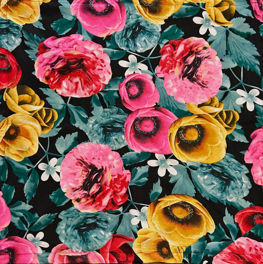 Pink, Yellow & Green Rose Bandana