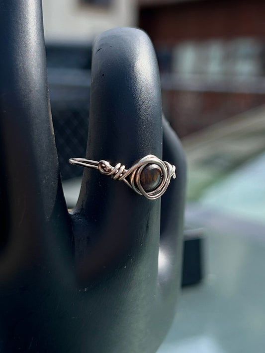 Tiger's Eye Dark Silver Ring