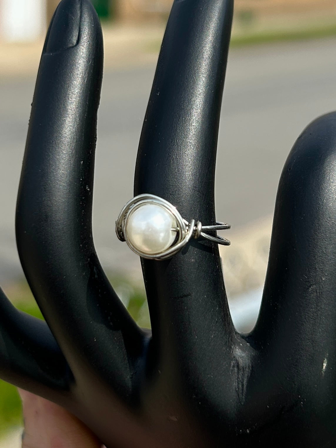Large Pearl Silver Ring