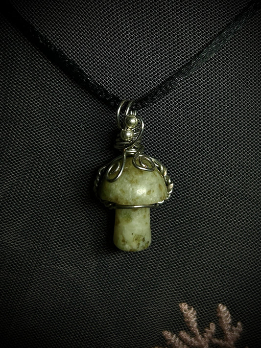 Green Jasper Mushroom Necklace