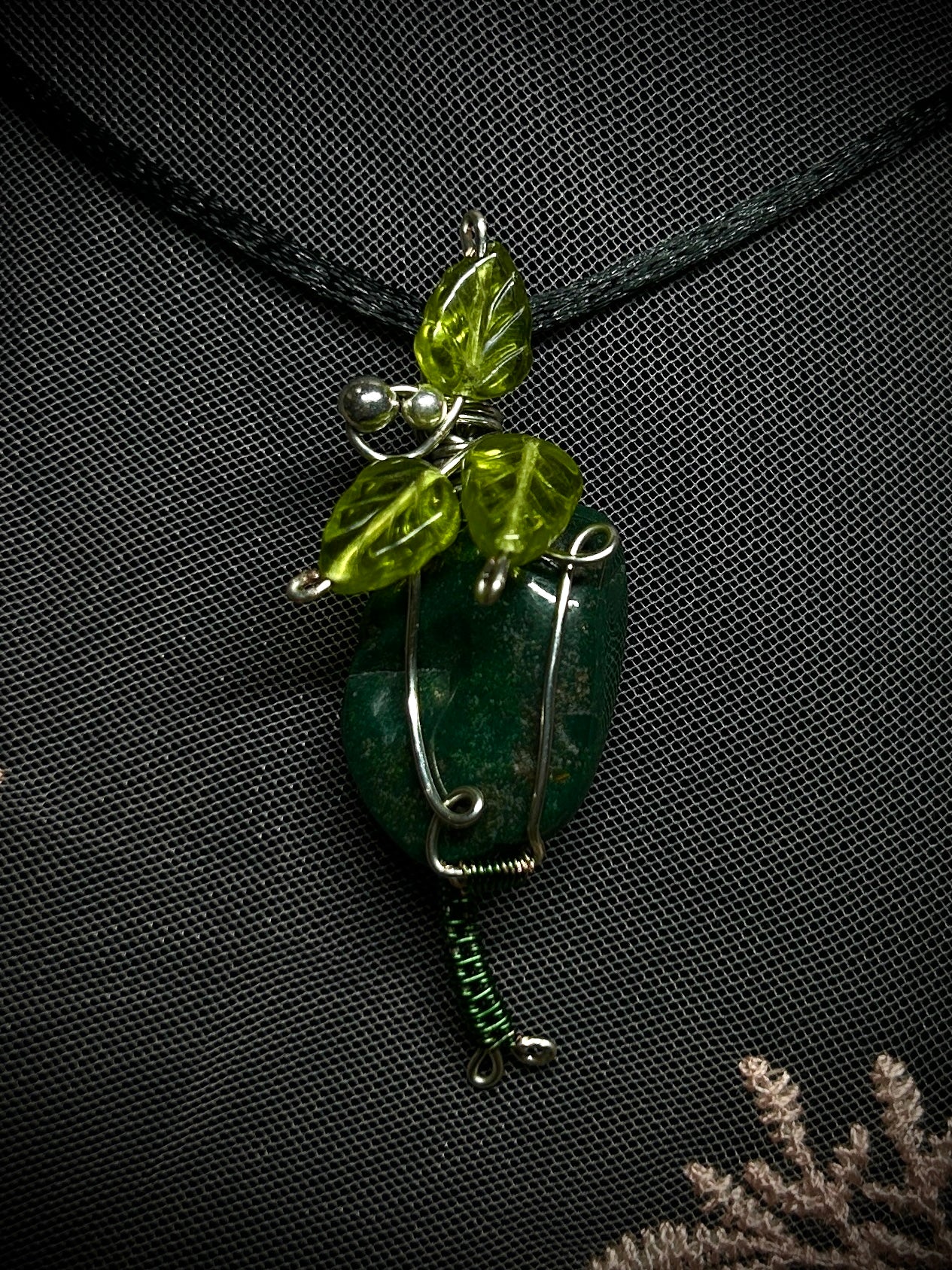 Bloodstone Leafy Greens Necklacew